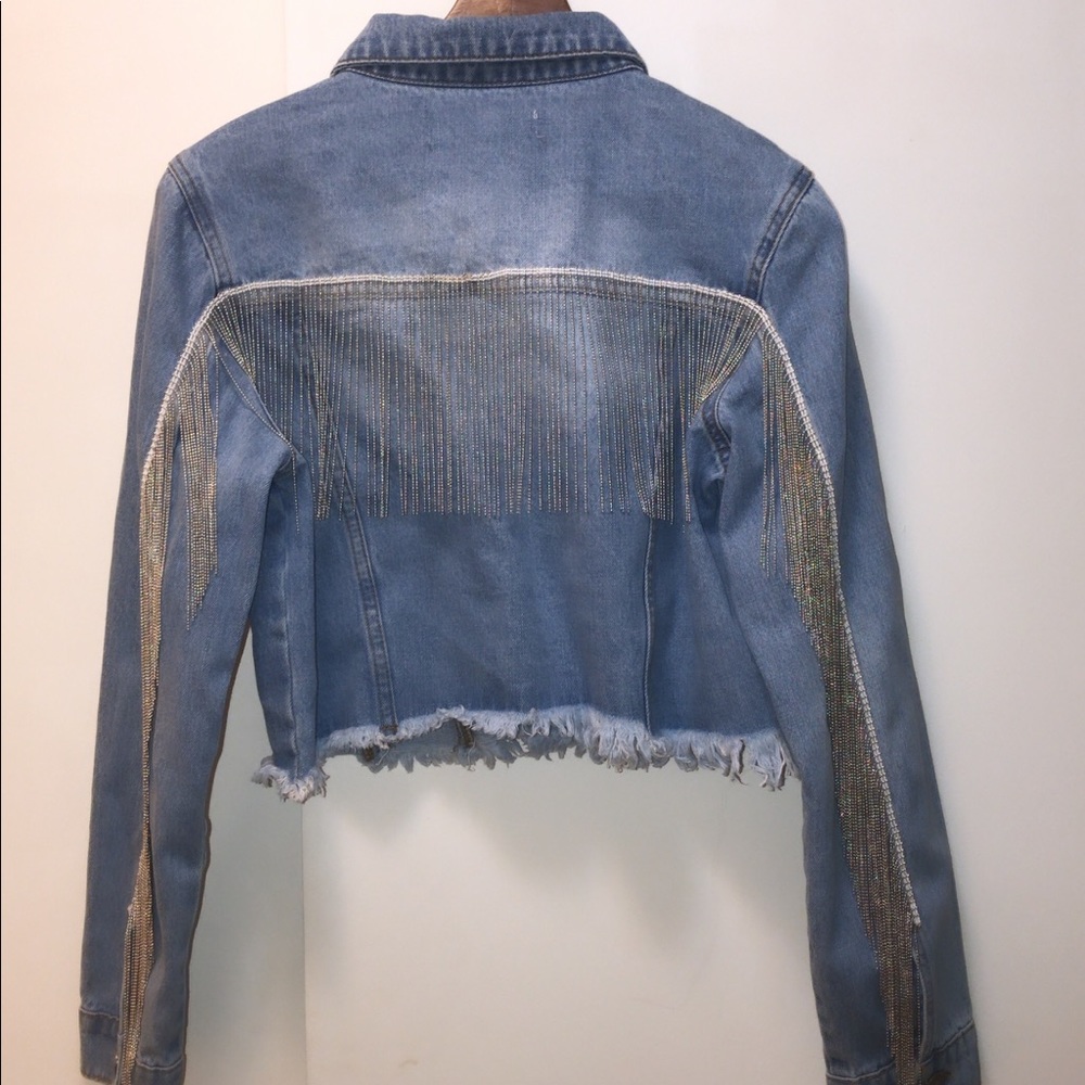 Silver fringe jean jacket